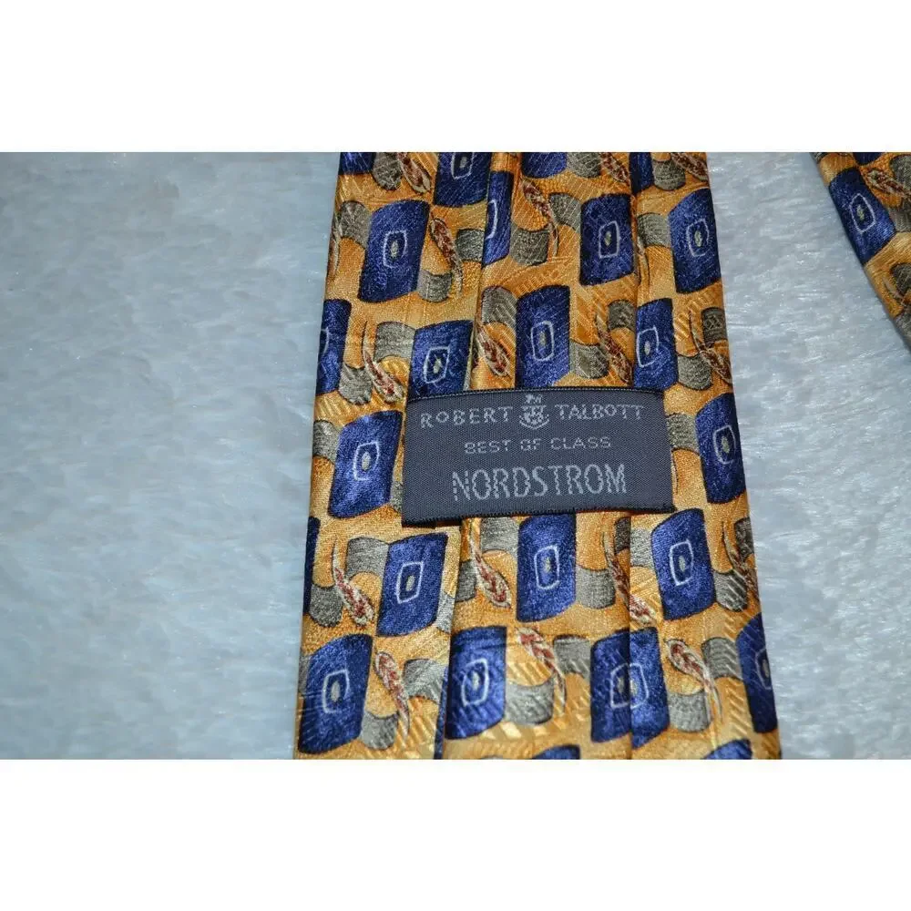 Robert Talbott Nordstrom Best of Class Yellow, Navy and Gold Geometric Pattern